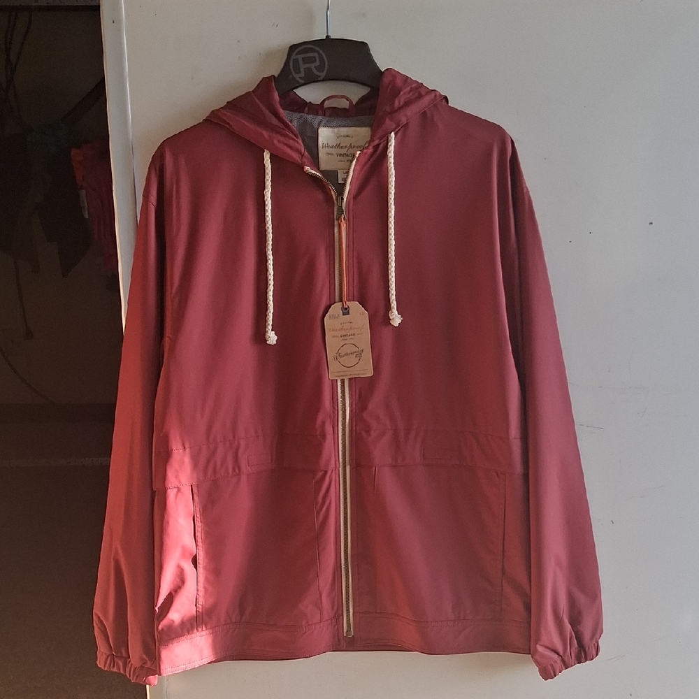 Weatherproof Red Hooded Jacket with Drawstrings, Mens, Sz Large, NWT